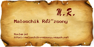 Maloschik Rázsony névjegykártya